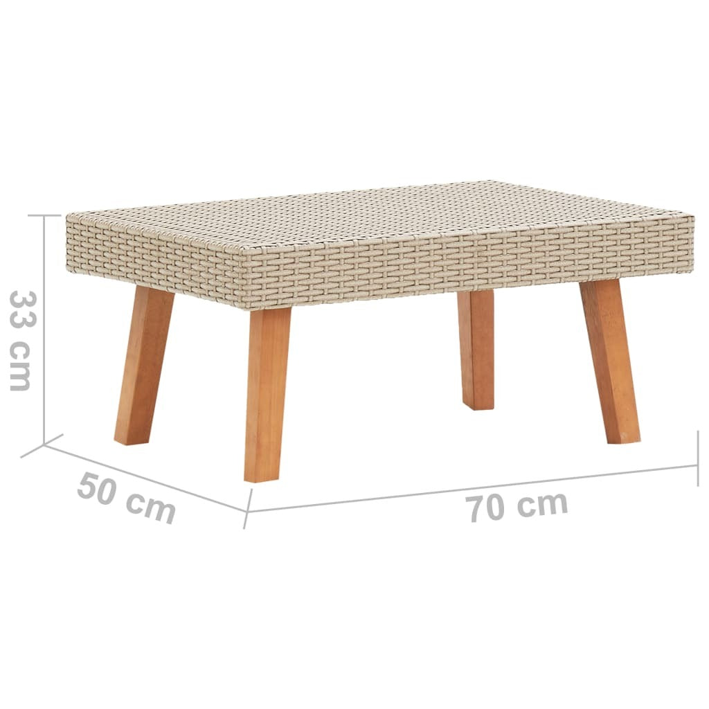 Coffee Table Beige PE Rattan Medium Lightweight Coffee Table