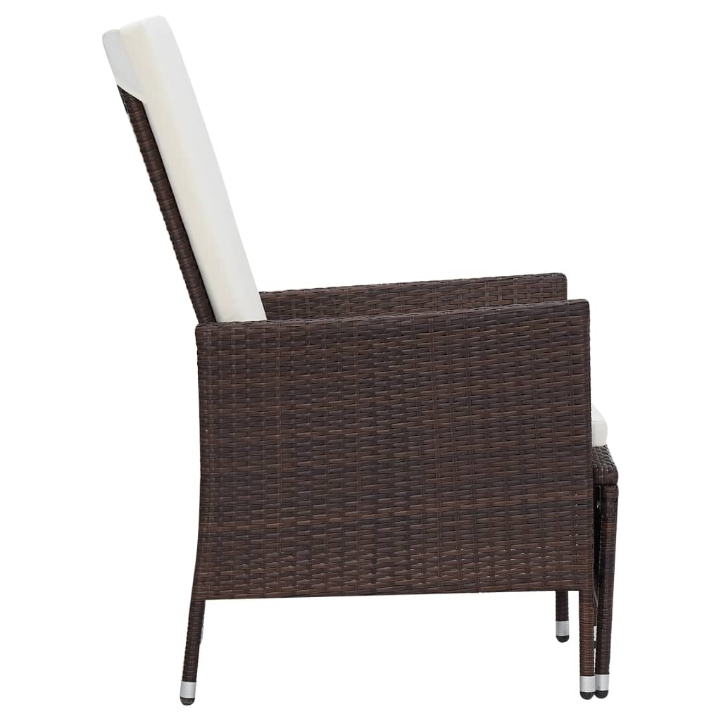 Armchair Brown PE rattan Standard Adjustable Armrests Armchair