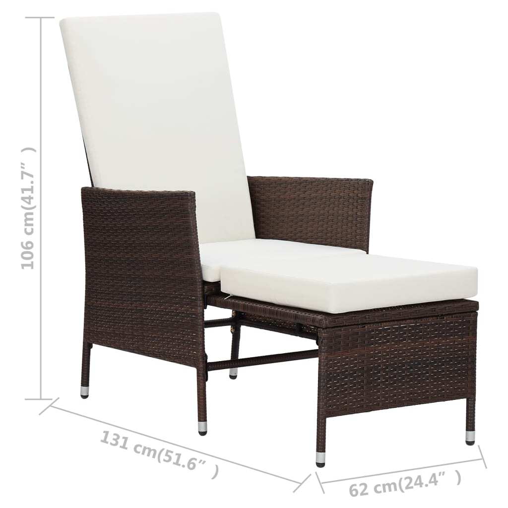 Armchair Brown PE rattan Standard Adjustable Armrests Armchair