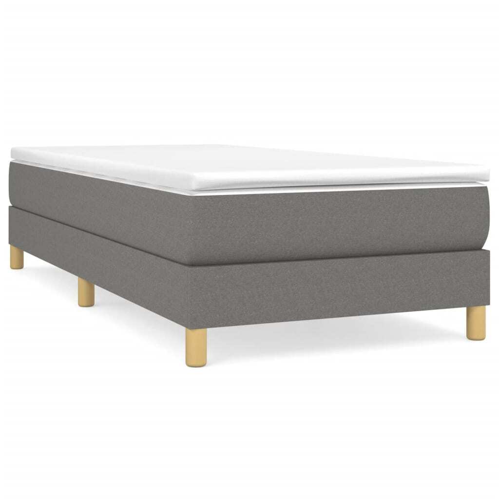 Bed Frame Dark Gray Polyester, Plywood, Engineered Wood Twin