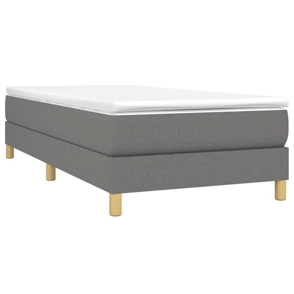 Bed Frame Dark Gray Polyester, Plywood, Engineered Wood Twin