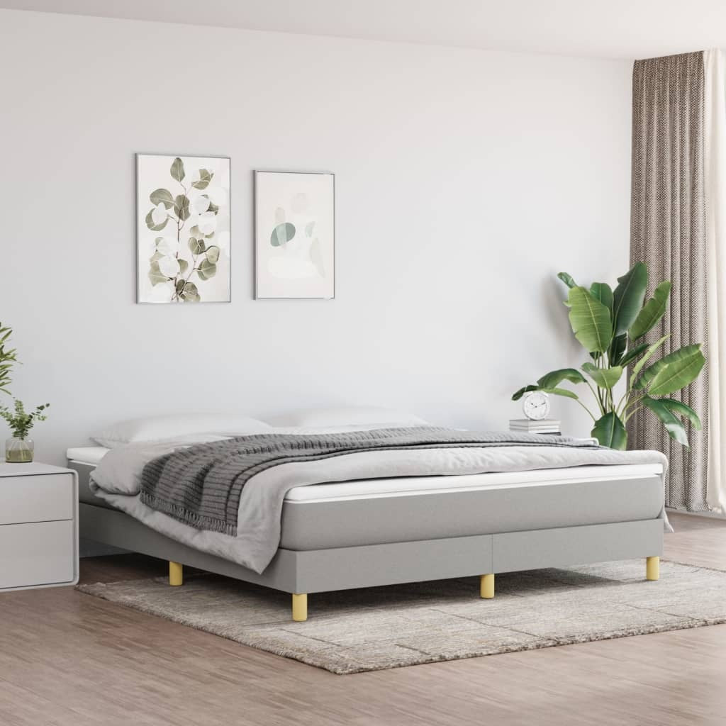 Bed Frame Light Grey 100% Polyester, Plywood, Engineered Wood