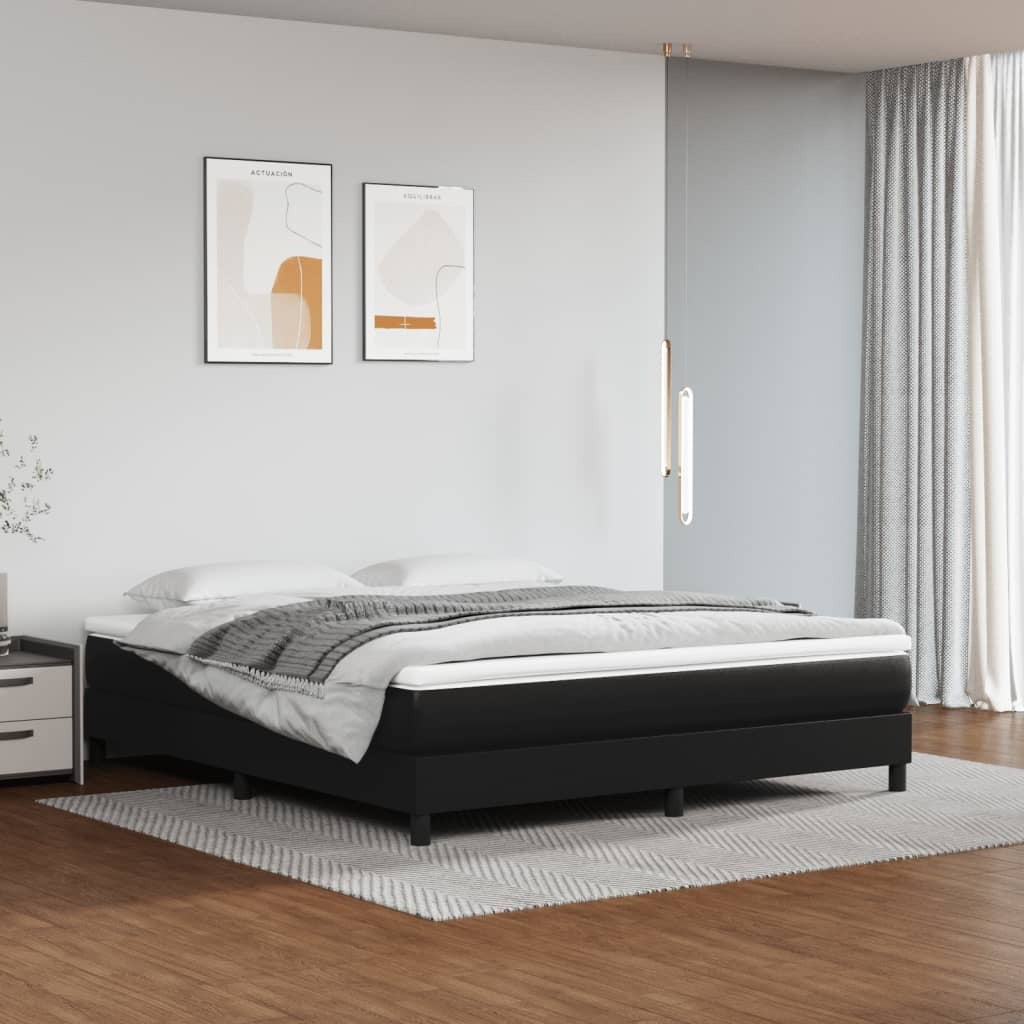 Bed Frame without Mattress Black California King Faux Leather (US Only)