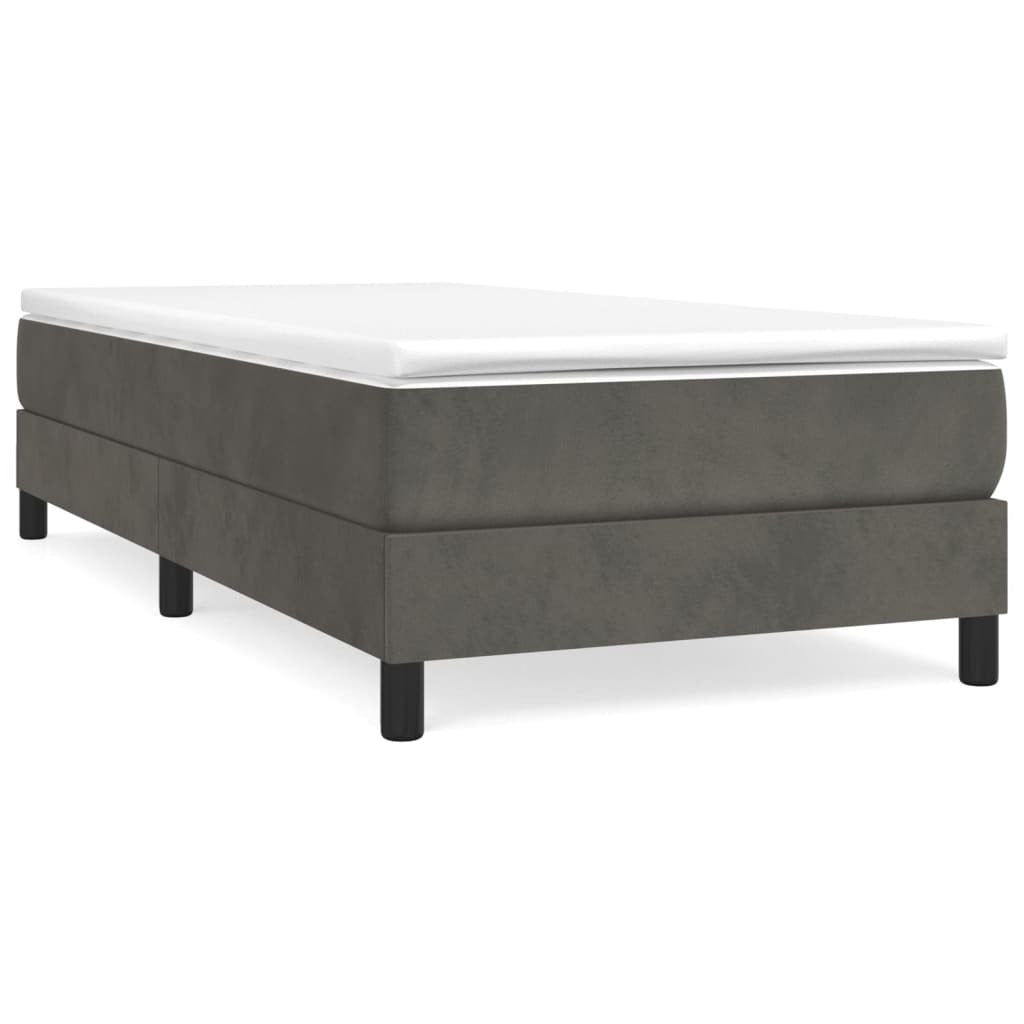 Bed Frame Dark Gray Velvet (100% polyester), plywood, engineered wood