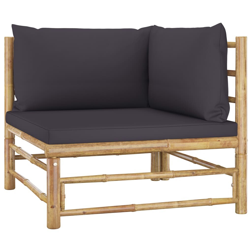 Corner Sofa Dark grey Bamboo and polyester fabric Standard
