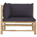 Corner Sofa Dark grey Bamboo and polyester fabric Standard