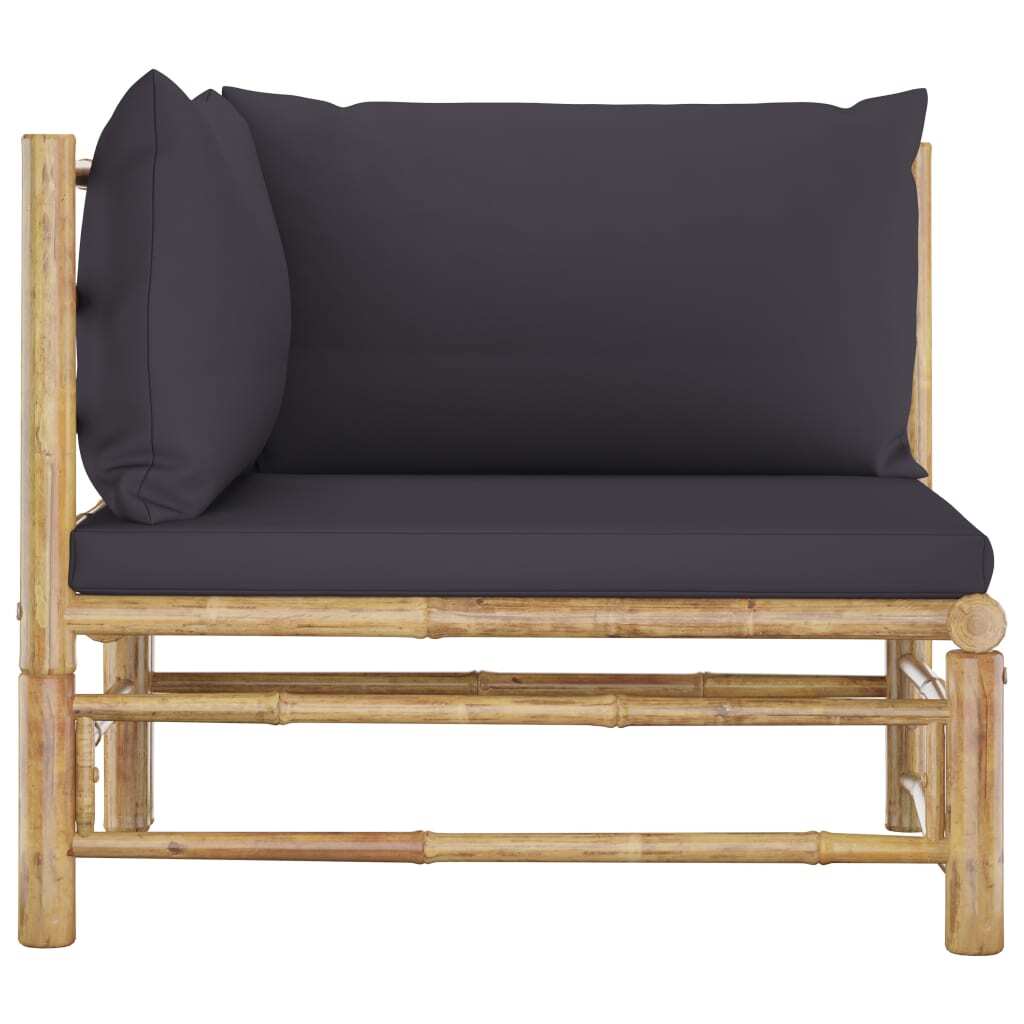 Corner Sofa Dark grey Bamboo and polyester fabric Standard