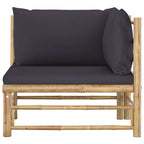 Corner Sofa Dark grey Bamboo and polyester fabric Standard