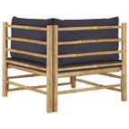Corner Sofa Dark grey Bamboo and polyester fabric Standard