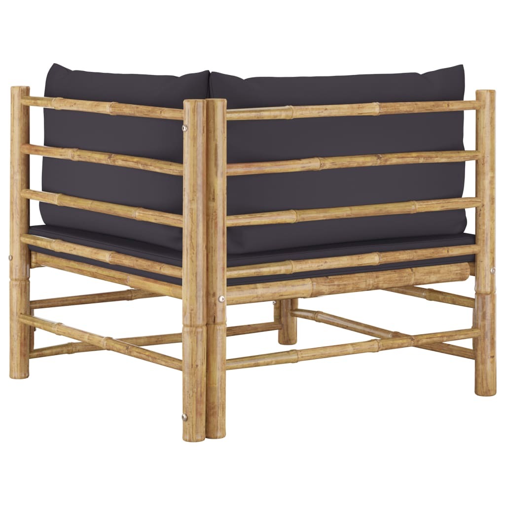 Corner Sofa Dark grey Bamboo and polyester fabric Standard