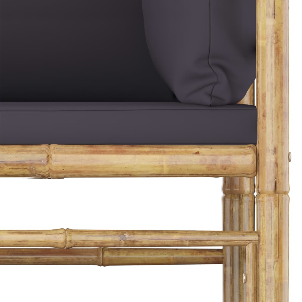 Corner Sofa Dark grey Bamboo and polyester fabric Standard