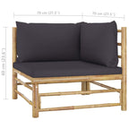 Corner Sofa Dark grey Bamboo and polyester fabric Standard