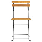Bistro Table And Chair Brown and Black Solid Acacia Wood Medium