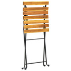 Bistro Table And Chair Brown and Black Solid Acacia Wood Medium