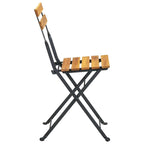Bistro Table And Chair Brown and Black Solid Acacia Wood Medium