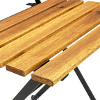 Bistro Table And Chair Brown and Black Solid Acacia Wood Medium