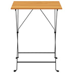 Bistro Table And Chair Brown and Black Solid Acacia Wood Medium