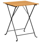 Bistro Table And Chair Brown and Black Solid Acacia Wood Medium