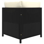 Corner Sofa Black PE rattan, powder-coated steel, fabric polyester