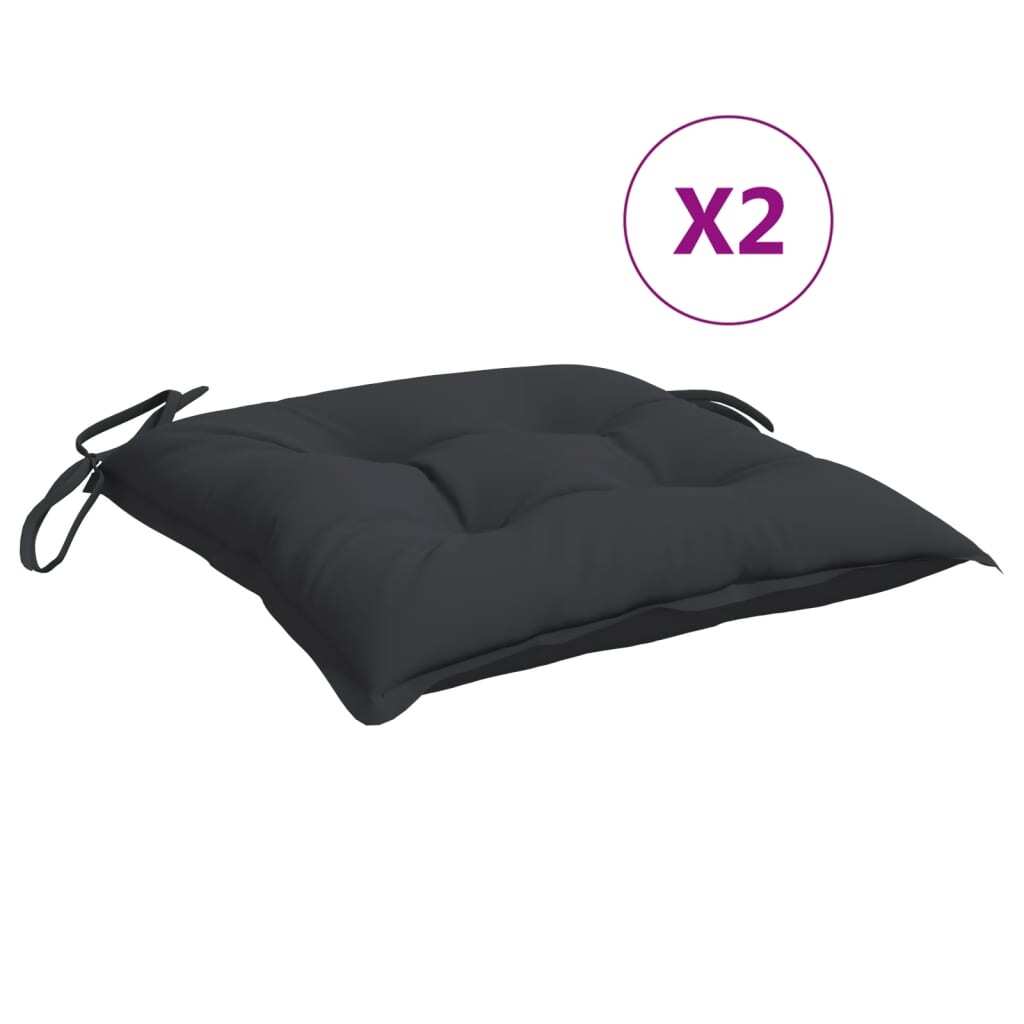 Chair Cushion Set of 2 Black Oxford fabric (100% polyester)