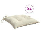Chair Cushion Set of 4 Cream White Oxford Fabric Medium