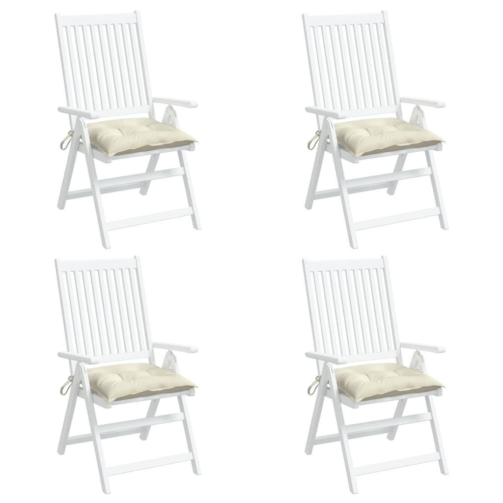 Chair Cushion Set of 4 Cream White Oxford Fabric Medium