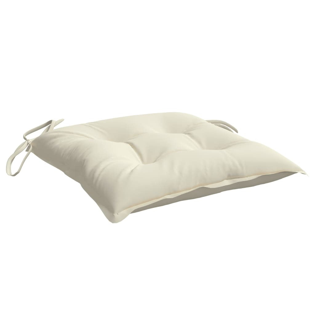 Chair Cushion Set of 4 Cream White Oxford Fabric Medium