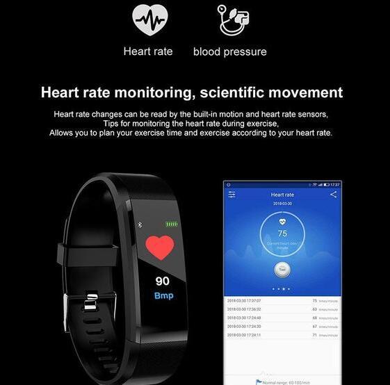 Bluetooth Smart Bracelet with Heart Rate Monitor & Fitness Tracker