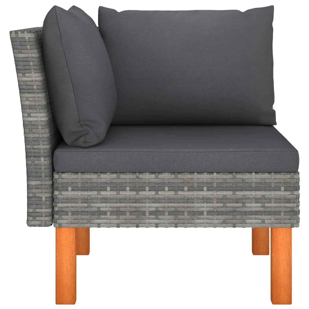 Corner Sofa Grey PE rattan Medium Removable Covers Corner Sofa
