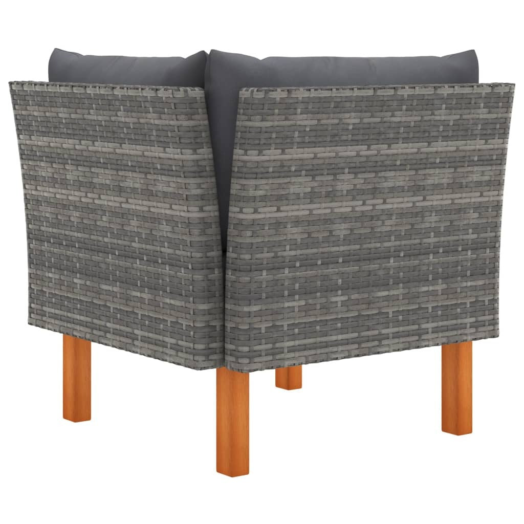 Corner Sofa Grey PE rattan Medium Removable Covers Corner Sofa