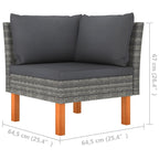 Corner Sofa Grey PE rattan Medium Removable Covers Corner Sofa