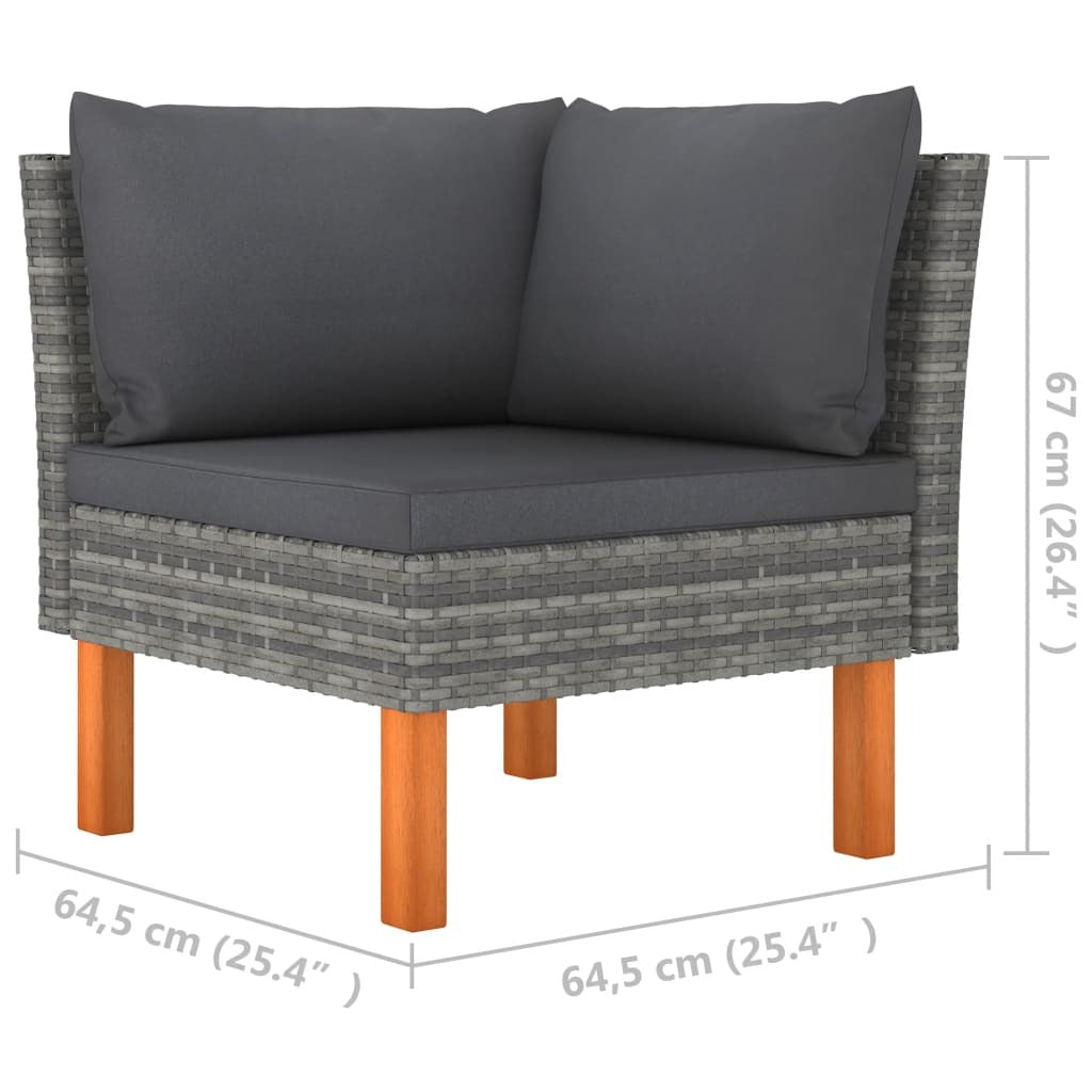 Corner Sofa Grey PE rattan Medium Removable Covers Corner Sofa