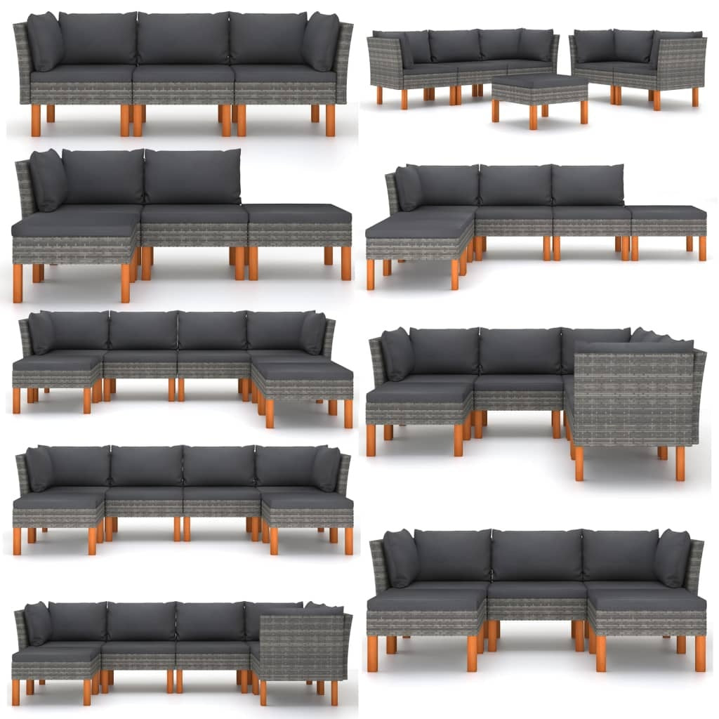 Corner Sofa Grey PE rattan Medium Removable Covers Corner Sofa