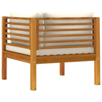 Corner Sofa Cream White Solid Acacia Wood, 100% Polyester Sturdy