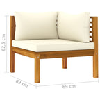 Corner Sofa Cream White Solid Acacia Wood, 100% Polyester Sturdy
