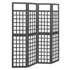 4-Panel Room Divider/Trellis Solid Fir Wood Black 63.4"x70.9"