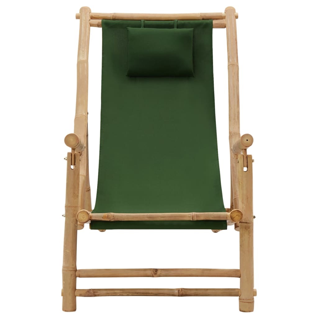Deck Chair Green, Bamboo Bamboo and Canvas (100% Polyester) Regular