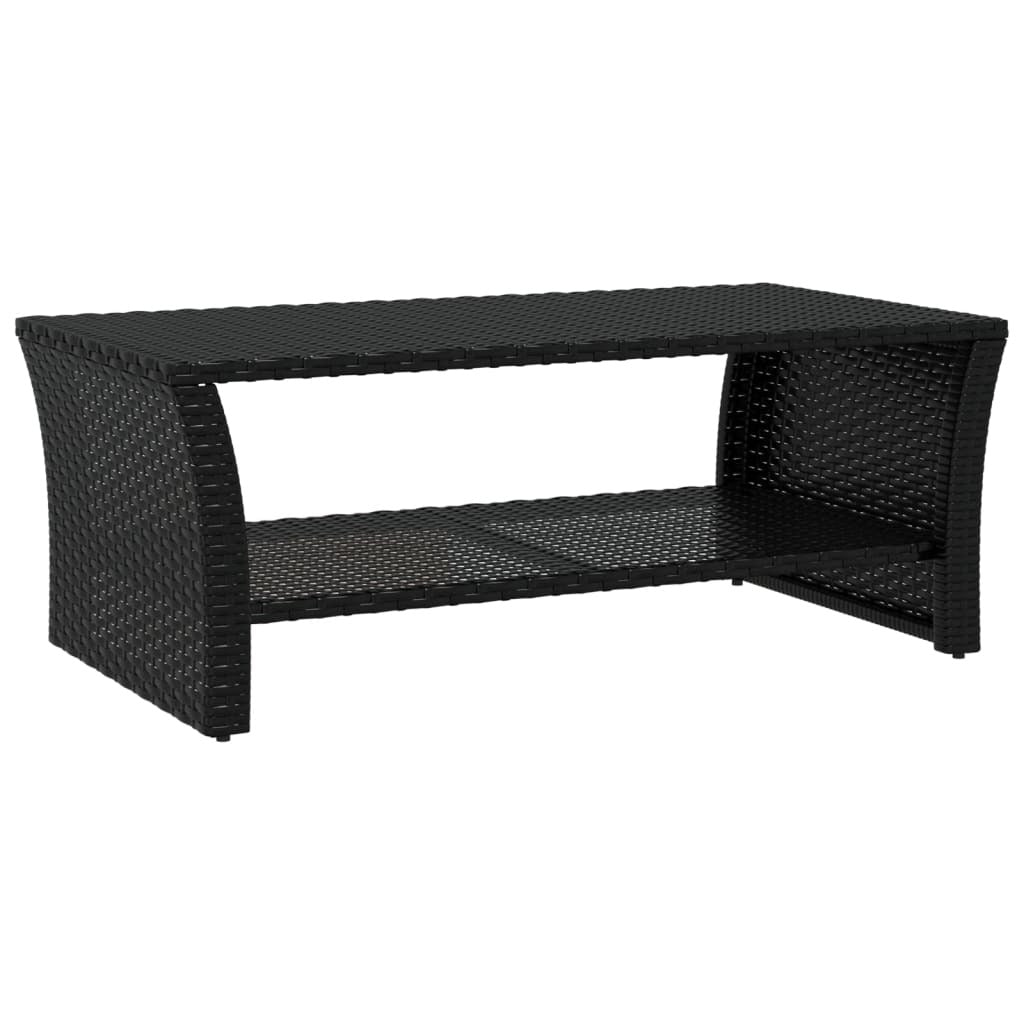 Coffee Table Black PE rattan, powder-coated steel 39.4x19.7x15.7 in
