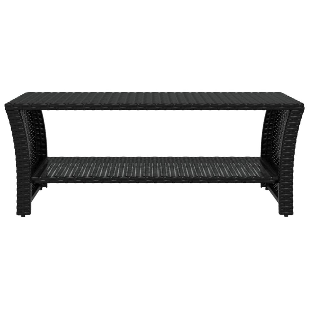 Coffee Table Black PE rattan, powder-coated steel 39.4x19.7x15.7 in