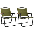 Camping Chair Set of 2 Green 500D Oxford fabric with PE coating
