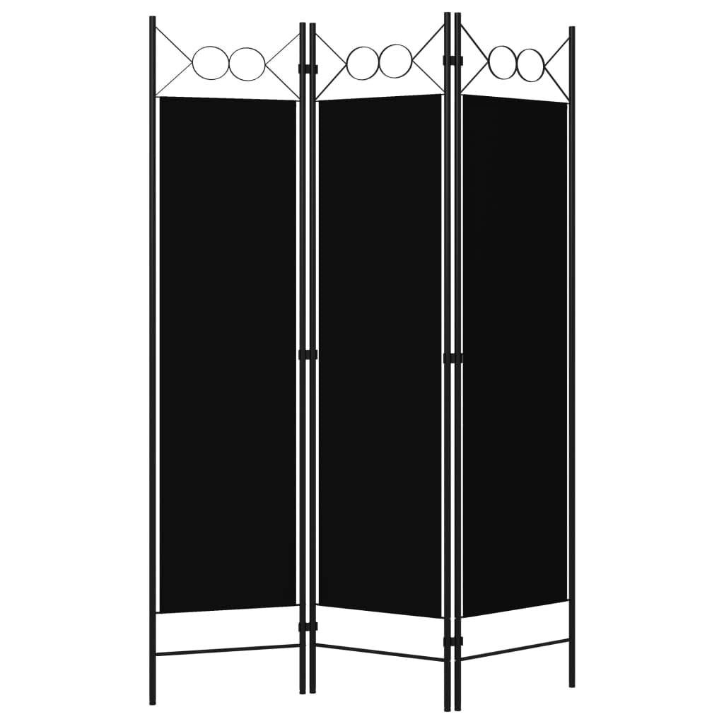 3-Panel Room Divider Black 47.2"x70.9"