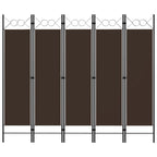 5-Panel Room Divider Brown 78.7"x70.9"