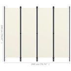 4-Panel Room Divider White 78.7"x70.9"