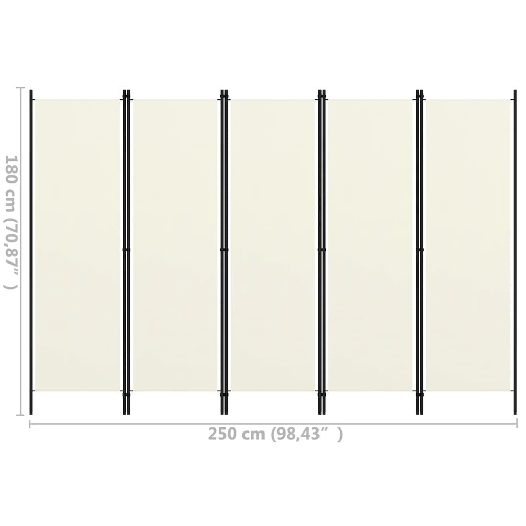 5-Panel Room Divider White 98.4"x70.9"