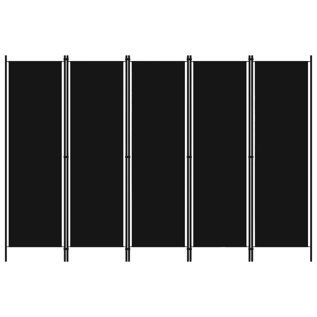 5-Panel Room Divider Black 98.4"x70.9"