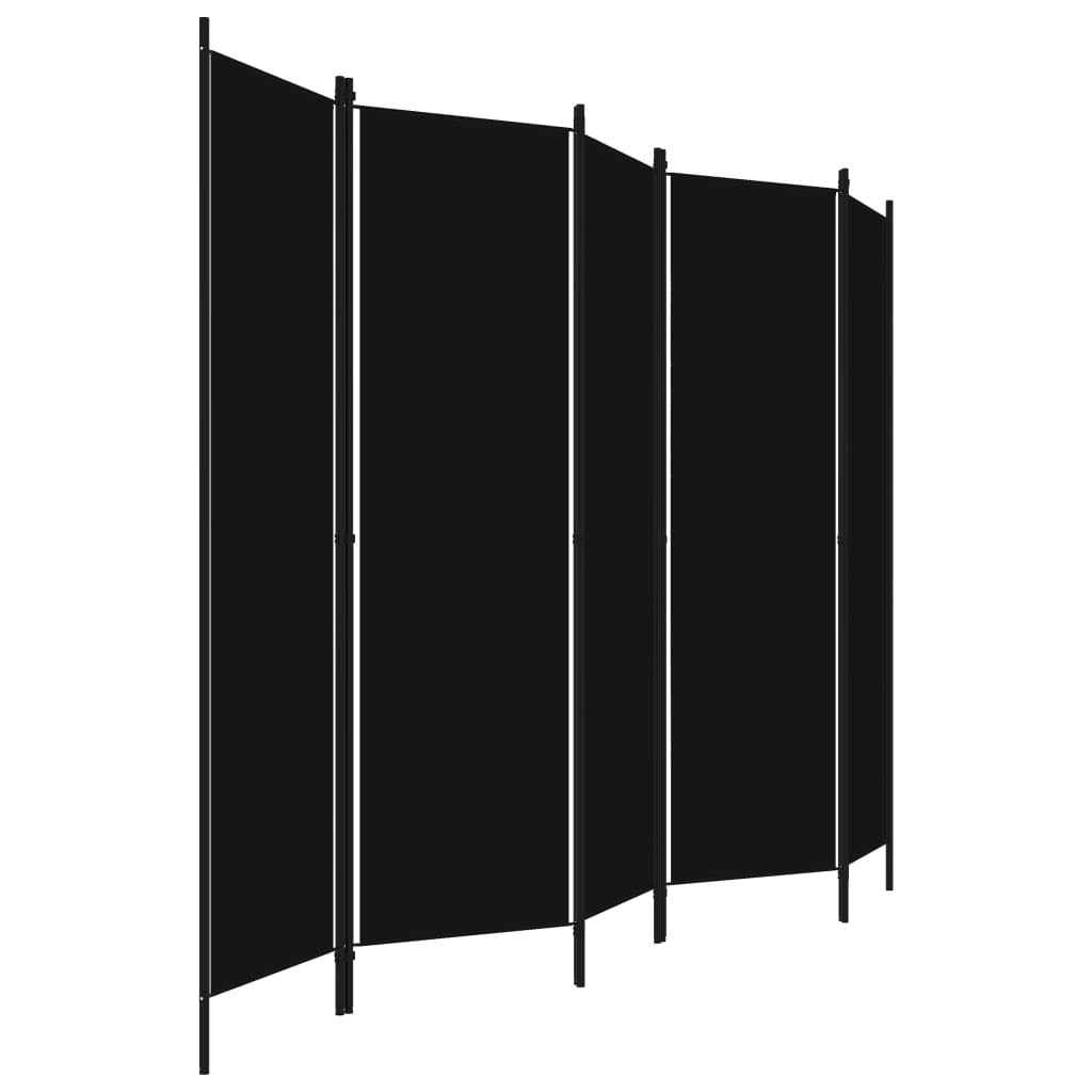 5-Panel Room Divider Black 98.4"x70.9"