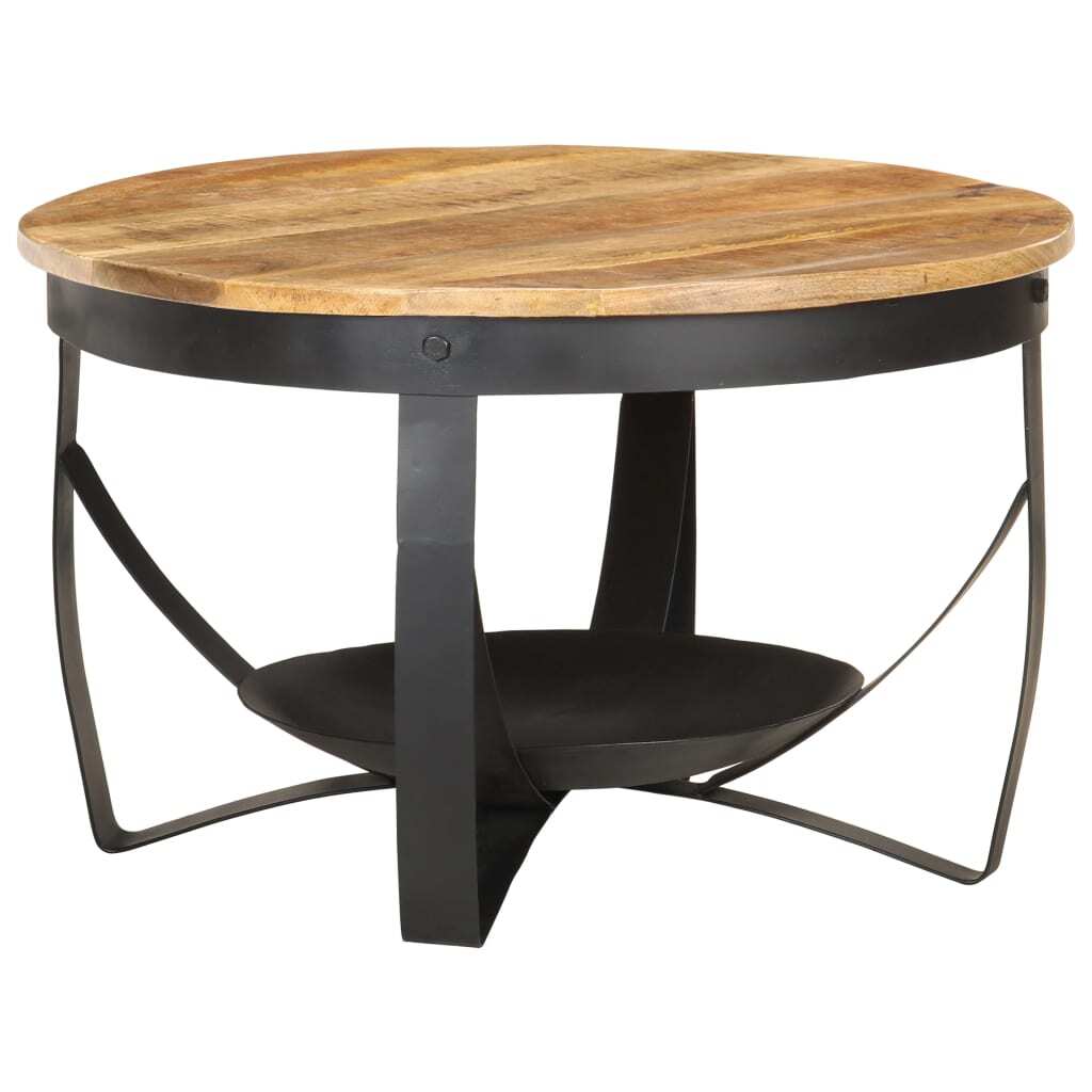 Coffee Table Brown, Black Rough mango wood, iron Medium Durable