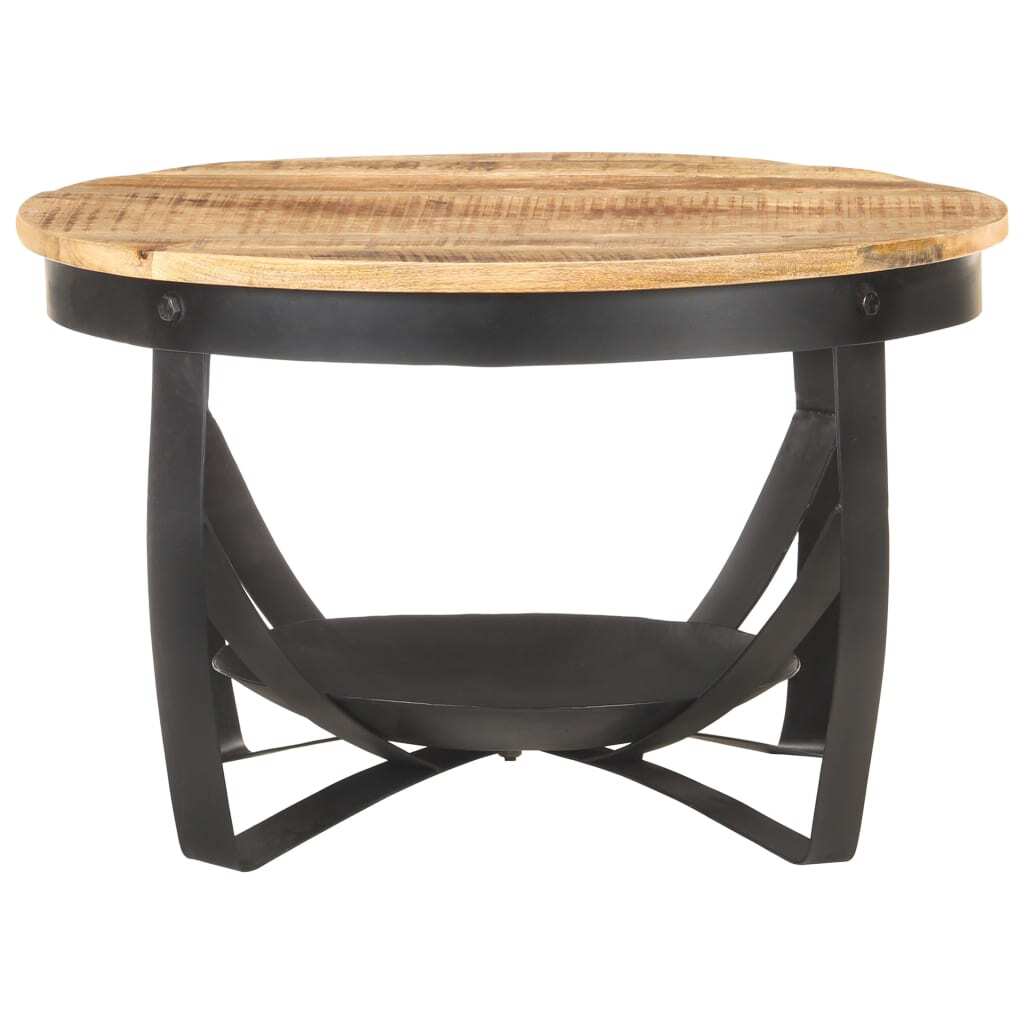 Coffee Table Brown, Black Rough mango wood, iron Medium Durable