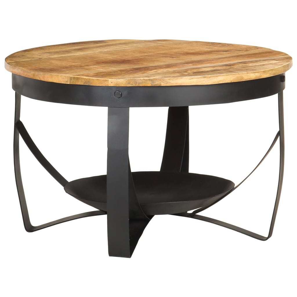 Coffee Table Brown, Black Rough mango wood, iron Medium Durable