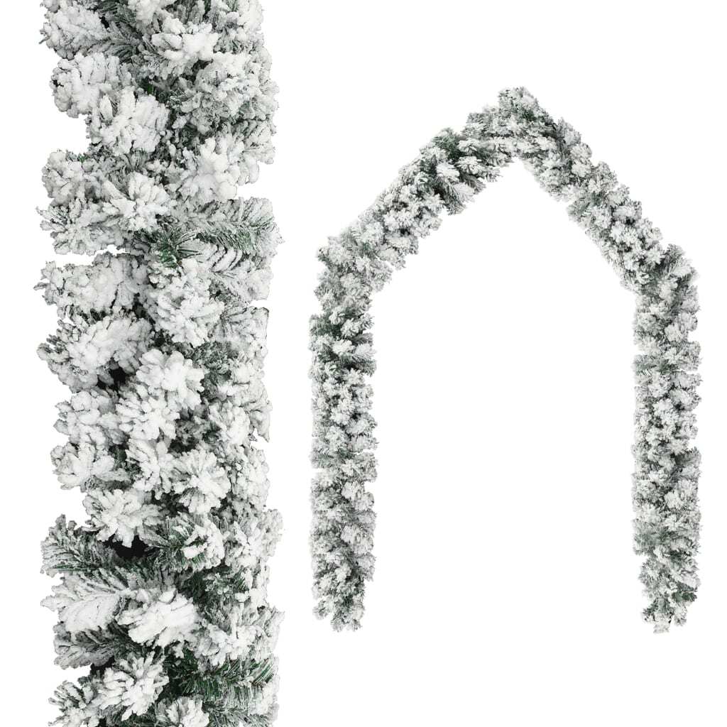 Christmas Garland Green with white snow flocking PVC 16.4 ft length